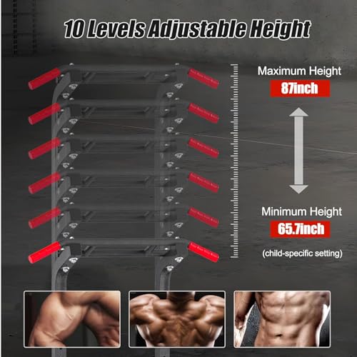 soges Power Tower Pull Up Bar Dip Station, All in One Free Standing Pull Up Bar for Home Gym with 7-Level Height Adjustable, Multi-Function Power Racks Strength Training Equipment, 330 lbs Capacity - color: Black