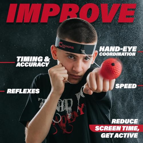 Champs MMA Boxing Reflex Ball - Boxing Gear Fight Speed Bpunching Ball Equipment Ideal for Reaction Speed and Hand Eye Coordination