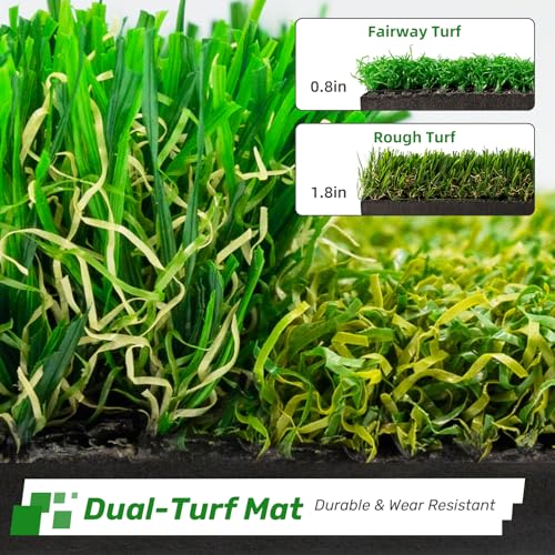 LYDARZ Portable & Foldable Golf Practice Mat – Dual-Turf Golf Hitting Mat for Indoor & Outdoor Swing and Chipping – Fairway & Rough Turf Golf Training Mat for Backyard and Home