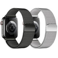 Stainless Steel Milanese Loop Compatible with Apple Watch Bands 49mm 46mm 45mm 44mm 42mm 38/40/41mm Men Women；Mesh Loop Magnetic Clasp Strap for iWatch Bands Ultra 3 2 1 Series 11 10 9 8 7 SE 6 5 4 - color: Black+Silver, size: 42mm(Series 3)/44mm/45mm/46m