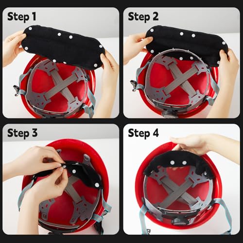 Hard Hat Sweatband, 9 Pack Hardhat Sweatband, Cotton Liner Hard Hat, Washable Sweatband for Hard Hats, Reusable Sweat Liners for Helmet Users - color: Black