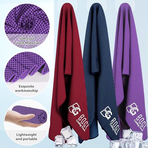 BOGI Cooling Towels for Neck and Face, Soft Breathable Cool Towel for Instant Cooling Stay Cool for Yoga, Sport, Gym, Camping, Running & More Activities - color: Purple, size: 47.00" x 14.00"