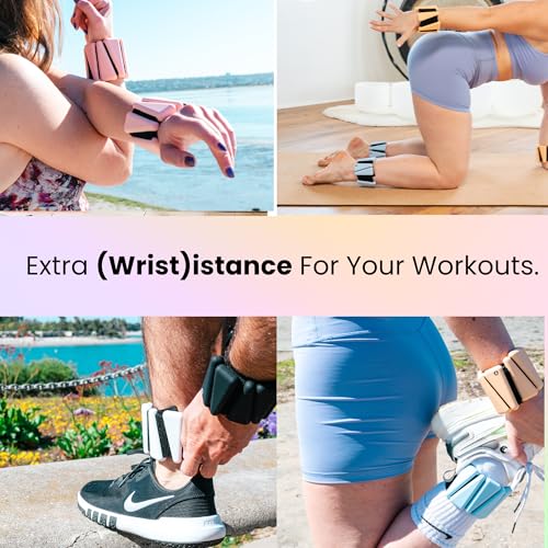 OmWeights Premium Weighted Bangles – Stylish Wrist and Ankle Weights for Women and Men | Cardio, Yoga, and Pilates Ankle Weights for Women and Men | Adjustable Leg and Arm Weights 1lb Each - color: Coral Clay