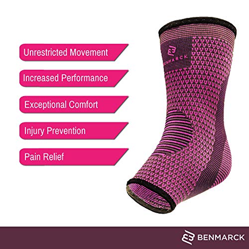 Benmarck Achilles Tendon Support Brace, Plantar Fasciitis Sock, Ankle Compression Sleeve For Running, Tendonitis and Flat Feet Relief - color: Fuchsia Purple