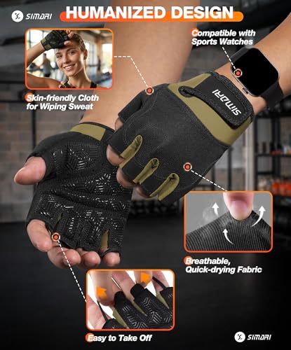 SIMARI Breathable Workout Gloves with Cushion Pad/Grip/Reduce Calluses, Weight Lifting Gloves for Gym Exercise, Cycling, Weightlifting Training, Fitness, Pilates, Kayaking, Gift for Men & Women - color: 4-Green, size: Medium