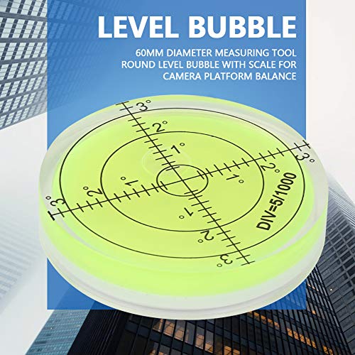 Generic 60mm Round Level Bubble, Crystal Clear ABS Acrylic Measuring Tool with Scale, for Camera Platform Balance Electronic Scale Horizontal Calibration