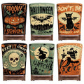 Moukeren 6 Pcs Halloween Chair Cover Set Gothic Halloween Decor Stretch Dining Chair Back Covers Witch Skeleton Pumpkin Black Cat Bat Seat Covers Farmhouse Dining Seat Protector for Home Kitchen Decor - style: Terrifying
