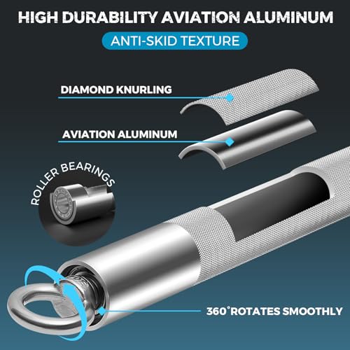 DASKING 4ft/4.9ft Barbell, 2-Inch Olympic Detachable Bar, Portable Strength Training Bar for Weightlifting, Squat, Bench Press, Home Gym, 450LBS, Includes Silent Collars - size: 3.9 Ft