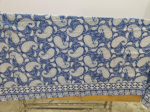 100% Cotton Hand Block Print Pareo Sarong Swimsuit Wrap Skirt Cover Up Long Women’s Apparel Fabric Beach Bikni (73" x 44") - color: Blue 1