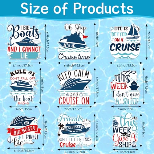 Wxiben 9 Pcs Friends Cruise Ship Door Magnets Decorations Magnetic Stickers | Sea Navigation Design, Strong Magnet Grip, Firm Sticking, Magnet Stickers for Carnival, Party, Fridge, Stateroom Cabin Door - style: Friends