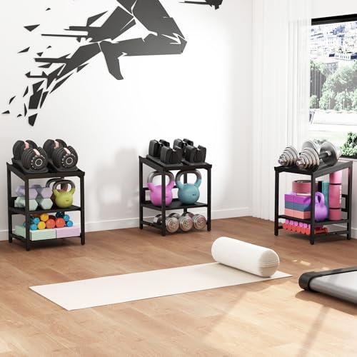 Adjustable Dumbbell Rack, 3 Tier Adjustable Dumbbell Stand, Holds 660LBS, Heavy Duty Dumbbells Weight Rack, Kettlebell Stand for Home Gym Strength Training, Rack Only