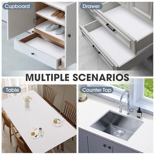 Drawer and Shelf Liner, Non-Slip Kitchen Cabinet Liners Non-Adhesive Thick Strong Grip Waterproof Washable Mats Protect Dresser Shelves Cupboard Bathroom Cabinets, White, 12 in X 10 FT - color: White, size: 11.8"W x 118"L