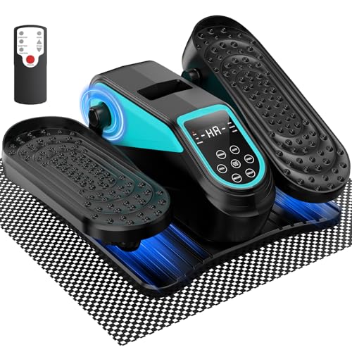 VIVURN® 023 Under Desk Elliptical Mini Electric Leg Exerciser for Senior, 12 Speeds RF Remote Display Monitor Non-Slip Mat, Quiet & Compact Seated Pedal Exerciser for Home Office Gift for Mom Dad - color: Lake Blue