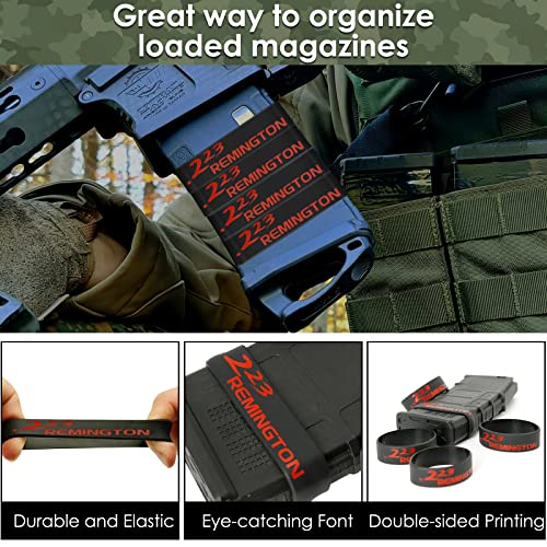 Aolamegs 5/10 Pack Magazine Bands - 5.56 Nato, 300 Blackout, 300 Subsonic, .223 Remington, .308 Winchester, 7.62x39 Magazine Marking Band, Durable Silicone Ammo Caliber Bands for Magazine Identification (2 Colors) - color: 223rem-blackred(5pcs)