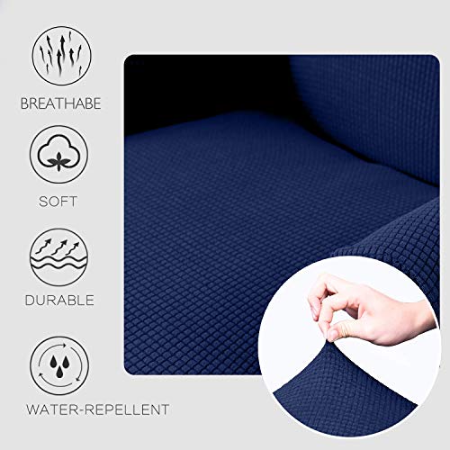 Granbest Premium Water Repellent Wingback Chair Cover 2-Piece High Stretch Jacquard Fabric Wing Back Chair Slipcovers (Wing Chair Cover, Navy Blue) - color: Navy Blue