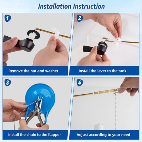 Hibbent Universal Front Mount Metal Toilet Handle Replacement Kit, Brass Toilet Tank Flush Lever with Stainless Steel Adjustable Flapper Chains for Most Toilets, Oil-Rubbed Bronze - color: Oil Rubbed Bronze, style: Front Mount