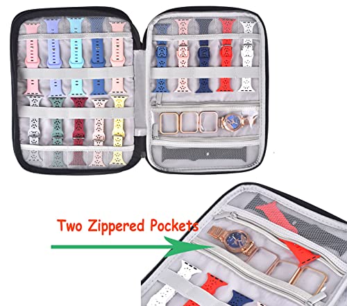 Watch Band Storage Case Watch Band Organizer Bag Watch Band Case and Storage Holder Watch Bands Holder Carrying Case Compatible with 35 Watch Straps and Accessories - color: Black