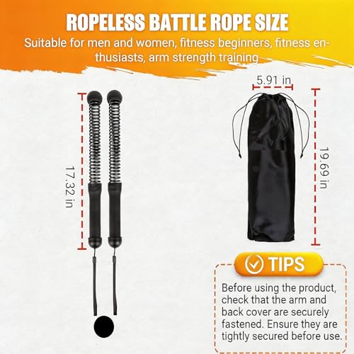 Weighted Ropeless Battle Ropes for Home Gym: 2PCS Heavy Duty Cordless Battle Ropes with Portable Storage Bag for Strength Building, HIIT Workout and Aerobic Training for Men & Women, Black 3 - color: Black 3