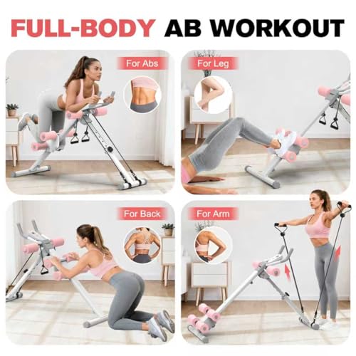 DERACY Ab Workout Machine Adjustable Ab Trainer Abdominal Trainer for Home Gym Foldable Ab Crunch Machine for Core 440 LBS - color: White