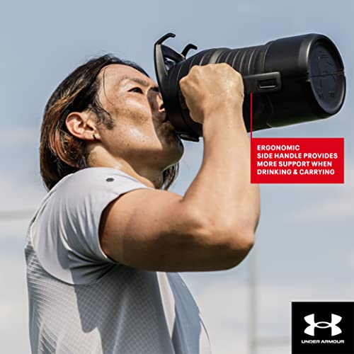 Under Armour 32 oz Insulated Water Bottles - Sports Water Jug with Handle, Fence Hook, Leak Resistant for Baseball, Football & More, 32 oz, Sports Water-Bottle Insulated (Pack of 4) - color: Black/Black, size: 32 Ounces (Pack of 4)