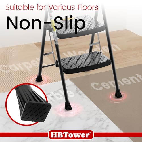HBtower Step Ladder Sturdy, Heavy Duty Step Stool for Adults | Wide Anti-Slip Pedal Step Ladder Folding Step Stool for Home Kitchen Garage Outdoor (2 Step Ladder) - size: 2 step ladder