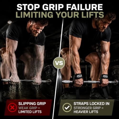 Battle Bunker Lifting Wrist Straps for Weightlifting - Deadlifts & Pull-Ups | Improve grip strength during strength training.Reduce wrist pain with these cotton lifting straps,gym straps for men & women - color: Black