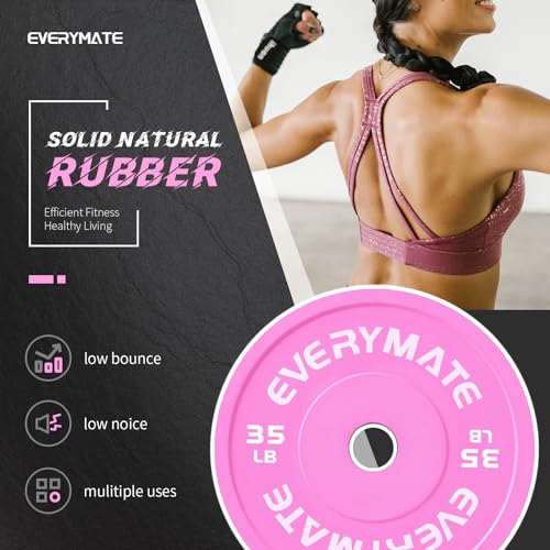 EVERYMATE Change Weight Plates 1.25LB 2.5LB 5LB Set Fractional Olympic Bumper Plates for Cross Training Steel Insert Strength Training - color: 35LBx1, size: Pink