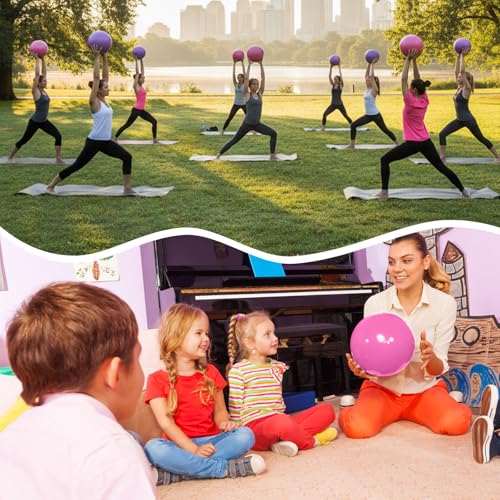 4 Pcs Small Exercise Pilates Ball Bulk 9 Inch Mini Yoga Balls Anti Burst and Slip for Stability, Fitness, Physical Therapy, Stretching & Core Workout at Home Gym Office Class - color: Pink,Purple