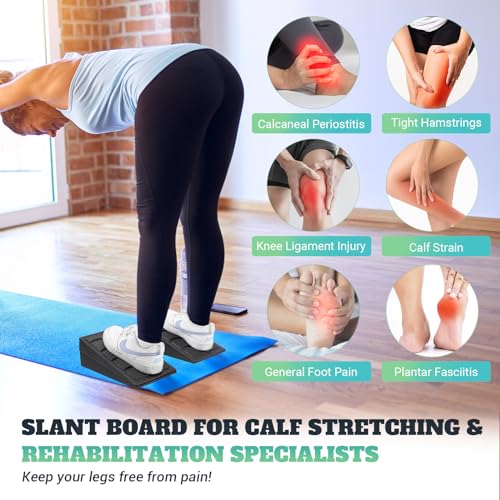 Slant Board for Calf Stretching, 5 Adjustable Angles Incline Board for Squat Wedge, 480 lbs Weight Capacity Calf Stretch Yoga Foam Wedge for Exercise, Squat, Ankle Mobility & Physical Therapy - color: Classic&Black