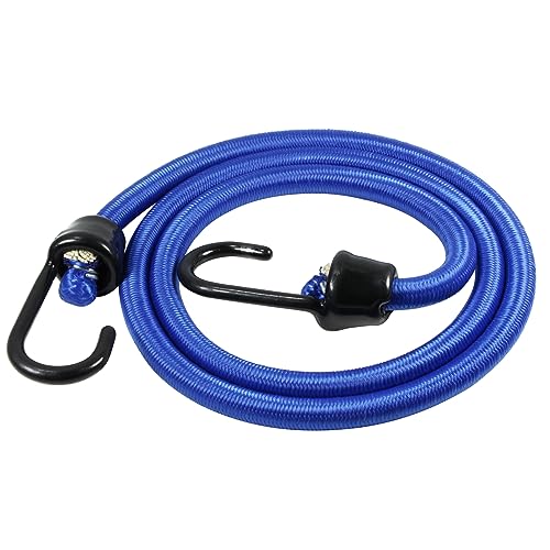 Marine Grade Bungee Cord with Plastic Dip Coating Metal Hooks 72 inch Blue,4 Pack 10mm Bungee Cord Heavy Duty, UV Resistant - color: Blue, size: 72 inch