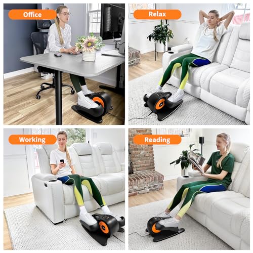Under Desk Elliptical Machine, Leg Exerciser for Seniors Adults, Adjustable Speeds Elliptical Trainer with Remote, Quiet & Portable Mini Seated Pedal Exerciser for Home Office Use