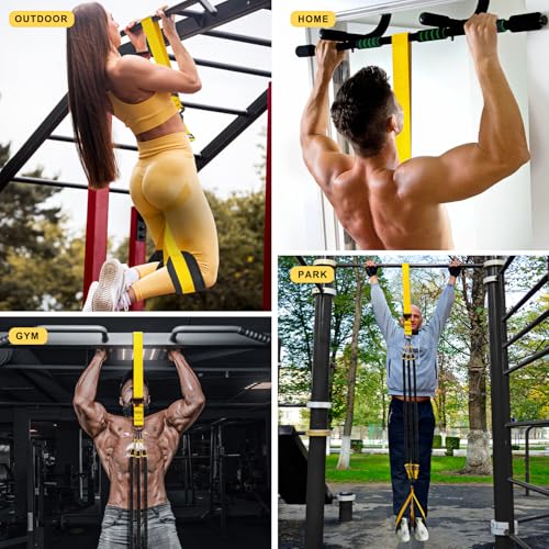 HPYGN Two Foots Pull Up Assistance Bands, Heavy Duty Resistance Band for Pull Up Bar, Adjustable Weight/Size with Fabric Feet/Knee Rest, Bands for Pull Up Assist for Strength Training, Pull Up - color: Yellow