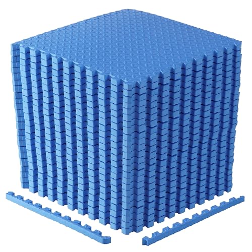 CAP Puzzle Exercise Mats | 1” Thick EVA Interlocking Foam Tiles for Home Gym Flooring | Multiple Options - color: Diamond - Blue, style: 24 Tiles (96 SQ FT)