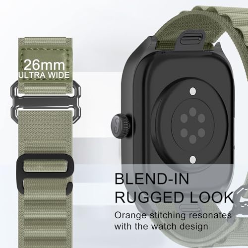 Alpine Loop Nylon Band - Compatible with Apple Watch Ultra 2/Ultra Bands 49mm 45mm 44mm for Men Women, Adjustable with Metal C Hook Strap for iWatch Ultra 2 iWatch Ultra Series 10 46mm SE/9/8/7/6/5 - color: Alpine/Olive Black