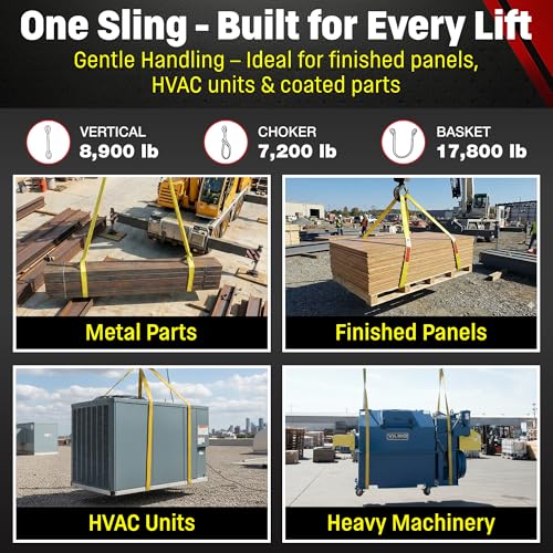 DD Sling 3 Inch x 8 Foot Nylon Lifting Sling – USA Made, 8,900 lb Vertical, 7,200 lb Choker, 17,800 lb Basket – 2-Ply Heavy Duty 900 Webbing, Type 4 Twisted Eye & Eye Rigging Sling - size: 3" x 8'
