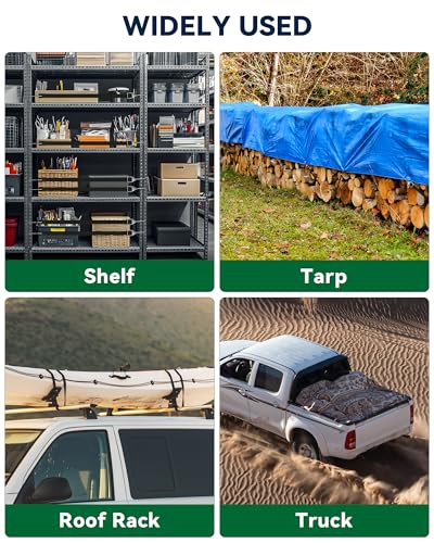 8 Inch Short Rubber Bungee Cords Heavy Duty Outdoor, Mini Small Bungee Straps with Upgraded Hooks, Black Tarp Straps with 1.9X Max Stretch & 100% Rubber for Cargo, Van, Truck, Motorcycle, etc (12 Pcs) - size: 8'', style: 100% Rubber