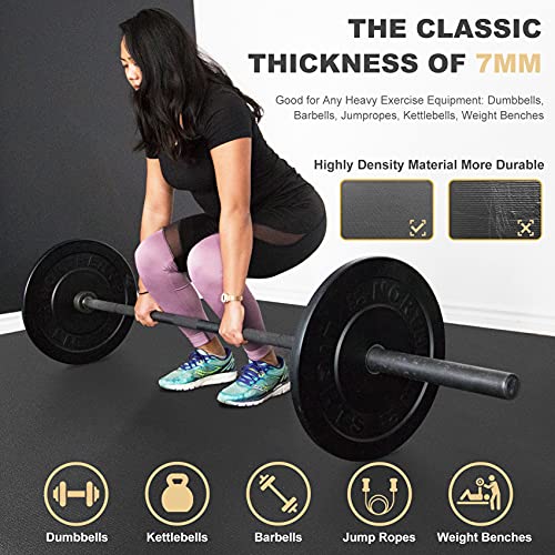 GXMMAT Extra Large Exercise Mat 16'x6'/12'x6'/10'x6'/8'x6'(7mm), Extra Wide Workout Mats for Home Gym Flooring, Non-Slip Thick Durable Cardio Mat for MMA,Plyo,Jump Rope,Weights,Fitness,Shoe-Friendly - color: Black Real, size: 6*16 FT