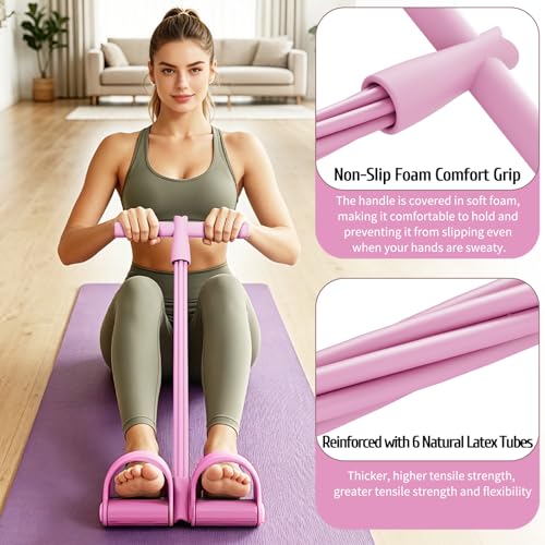 7F 2026 Pedal Resistance Band with Handle, 6-Tube Multifunction Pedal Resistance Band