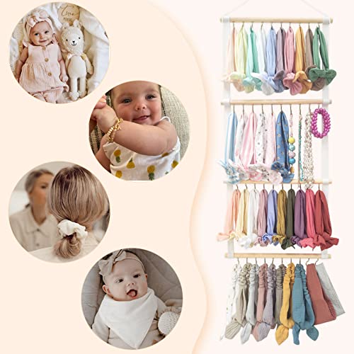 POVETIRE Headband Holder Head Bands Organizer for Girls, Baby Headbands Hair Accessories Organizer Storage Wall Hanging Decor for Nursery Toddler Girls Room - color: 2Pcs-White