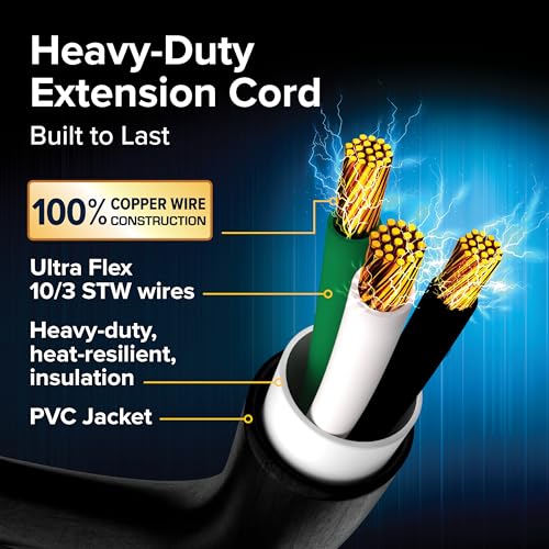 Camco Power Grip 25-Ft 30 Amp Camper/RV Extension Cord - Rated for 125V /3,750W - Features Heavy Duty 10-Gauge Copper Wire for Superior Conductivity & Coated w/Heat-Resilient PVC (55191) (Pack of 2) - size: 25-Foot (Pack of 2), style: Standard End