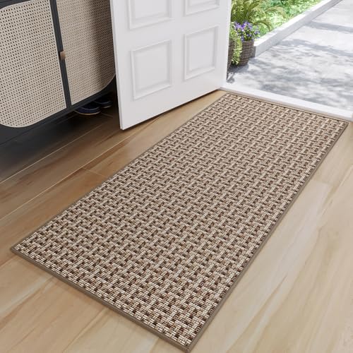 Indoor Door Mat 24"x72",Door Mat Indoor Entrance Dirt Resistant and Absorbent Non-Slip Rubber Backing Front Door Mats Washable Low-Profile Mats for Entryway, Inside Entrance Easy Clean Brown - color: A- Brown, size: 24"x72"
