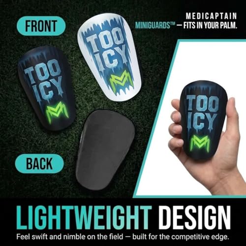 MediCaptain MiniGuards - Mini Shin Guards for Soccer Players - Tiny Shin Pads for Men, Women, Teens - Miniature Shin Guards 3.9 x 2.4 inch - Perfect for High Level Soccer Athletes - color: Too Icy