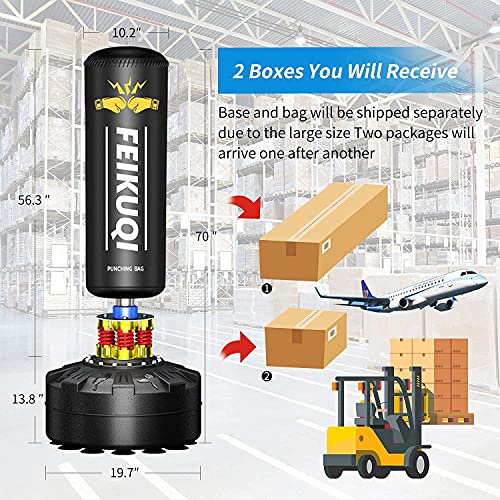 Punching Bag for Adults, Boxing Bag with Stand 70''-205lbs Freestanding Punching Bag for Adults - Kickboxing Bag for Home Gym Office - color: Punching bag with gloves