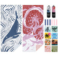 Eunzel 2 Pack Microfiber Beach Towel, Quick Dry Travel Towel Large Sand Free Towel for Beach, Camping, Swim Pool, Gym, Sports& Yoga 71"x32", Whale& Jellyfish - color: Whale& Jellyfish