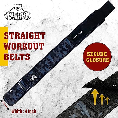 Bear Grips Weight Lifting Belt, Weightlifting Belt for Women, Weight Belt For Men Gym Belt With Locking Buckle, Nylon Belt, Squat Belt, Deadlift Belt, Workout Belt, Exercise Belt for Back Support - color: Black Camo, size: Medium