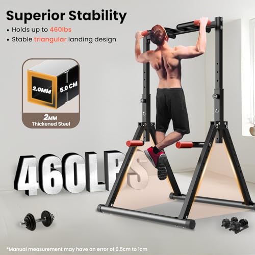 WATBKHE Power Tower Pull Up Dip Station Foldable, Pull Up Bar Station Adjustable, Multi-Function Home Gym, Strength Training Fitness Equipment, Triangular Design, for Home Outdoor - color: Black-Multifunction Bar