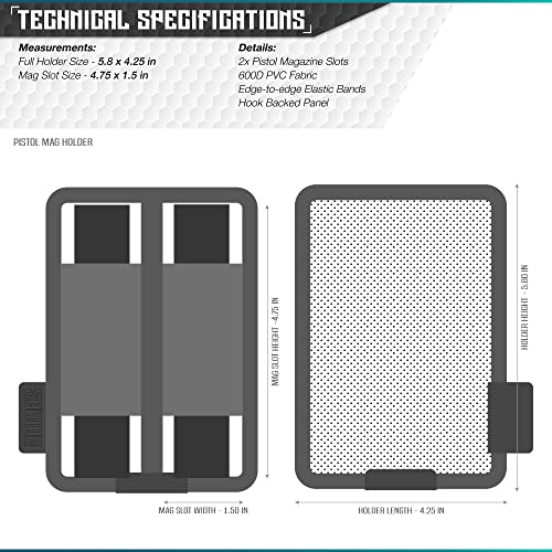 Savior Equipment Tactical Pistol Mag Pouch 9mm .40 45acp Open-Top Single & Double Stack Mag Holder Softshell Mags Storage Universal Magazine Carrier, Elastic Band to Hold Tight, Hook-Backed Panel - color: SW Gray (2-Slot)