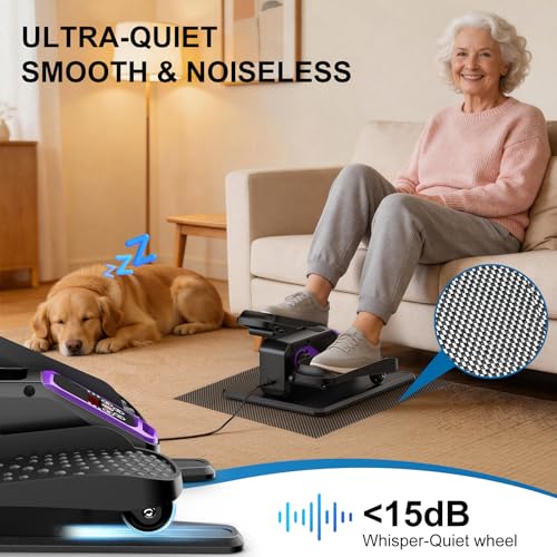 VIVURN-018 Under Desk Elliptical 12 Speed 5 Modes Mini Motorized Leg Exerciser While Sitting for Seniors As Seen on TV with Non-Slip Mat Quiet & Portable Electric Pedal Exerciser for Home and Office - color: Purple