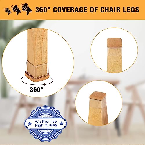 32 Pcs Chair Leg Floor Protectors Square, Silicone Chair Leg Protectors for Hardwood Floors, Chair Leg Caps Covers Protect Wooden Floors from Scratching, Thick, Won't Tear (Fit: 9/10" - 1") | Thick, Durable & Tear-Resistant Silicone Furniture Pads Caps Pr