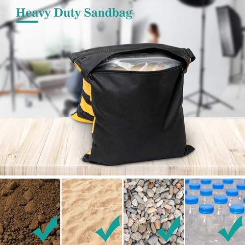 Aimosen 4 Packs Yellow Sandbag Weight Bags for Light Stand Photography Video Equipments, Heavy Duty Saddlebags for Backdrop Stand, Photo Tripod, Pop up Tent, Umbrella Base, Fishing Chair, Picnic Table - color: Yellow